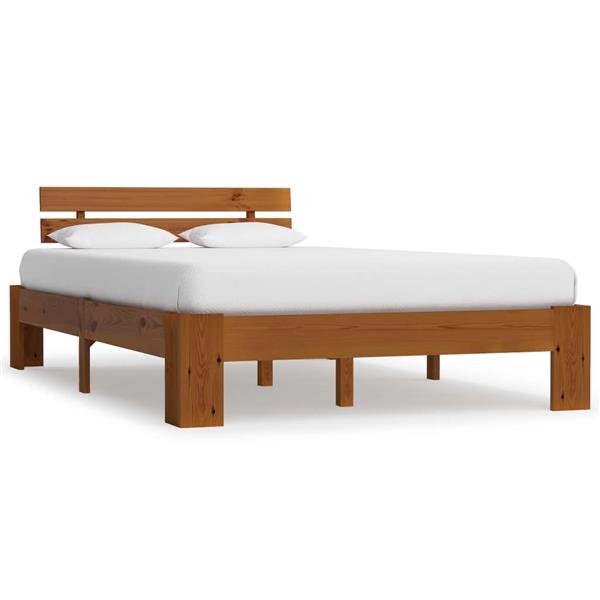 Grote foto vidaxl bedframe massief grenenhout honingbruin 140x200 cm antiek en kunst stoelen en banken