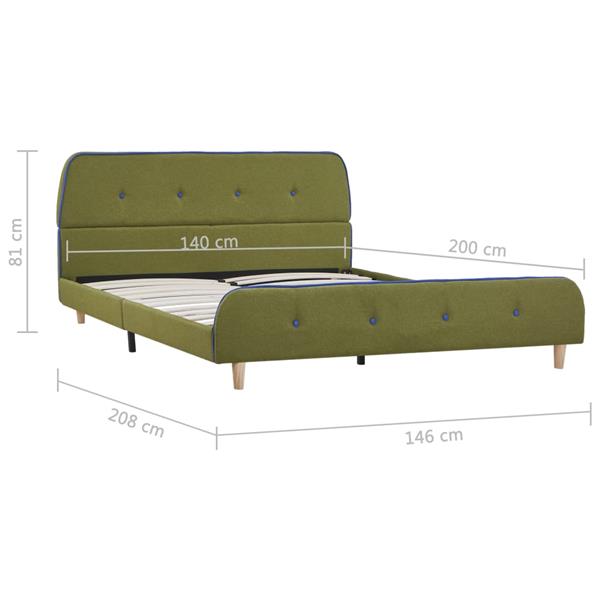 Grote foto vidaxl bedframe stof groen 140x200 cm antiek en kunst stoelen en banken
