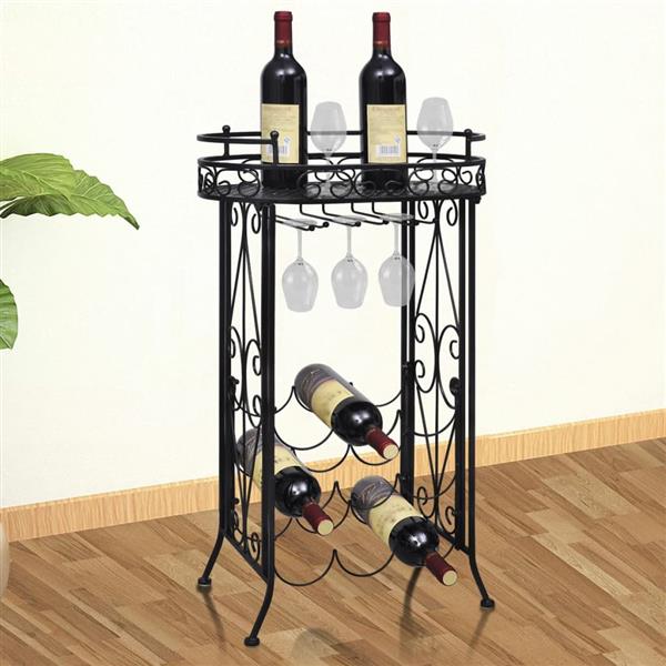 Grote foto vidaxl wijnrek voor 9 flessen met glazenhouder metaal huis en inrichting woningdecoratie