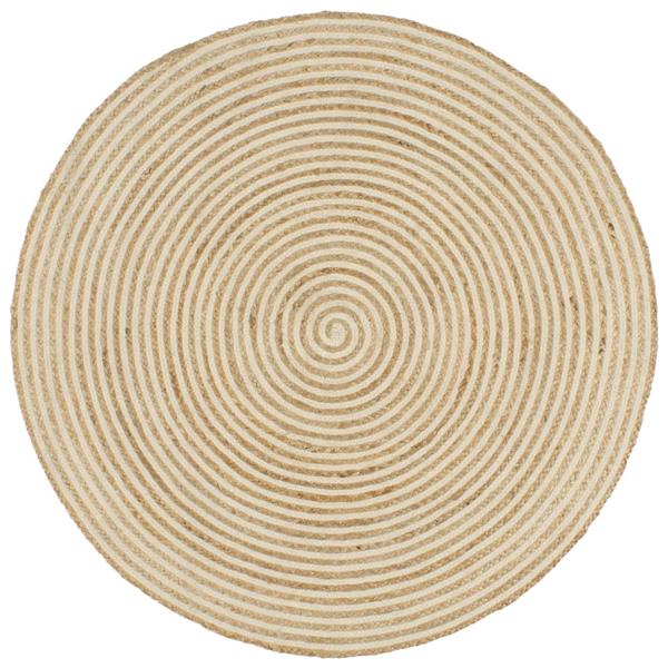 Grote foto vidaxl vloerkleed handgemaakt met spiraal ontwerp 90 cm jute wit huis en inrichting vloerbedekking en kleden