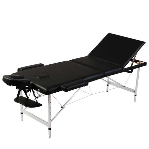 Grote foto vidaxl inklapbare massagetafel 3 zones met aluminium frame zwart beauty en gezondheid massage