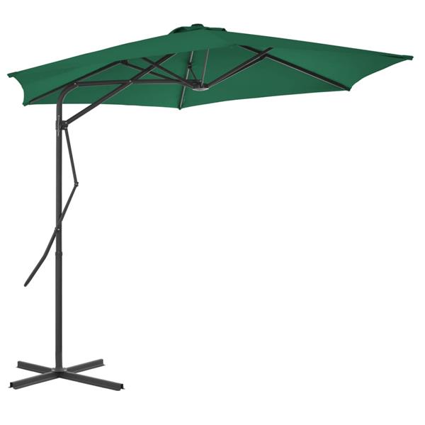 Grote foto vidaxl parasol met stalen paal 300 cm groen tuin en terras overige tuin en terras