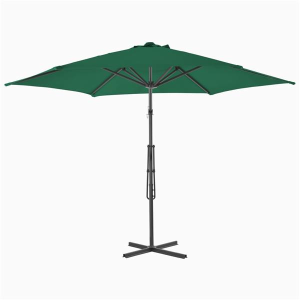 Grote foto vidaxl parasol met stalen paal 300 cm groen tuin en terras overige tuin en terras