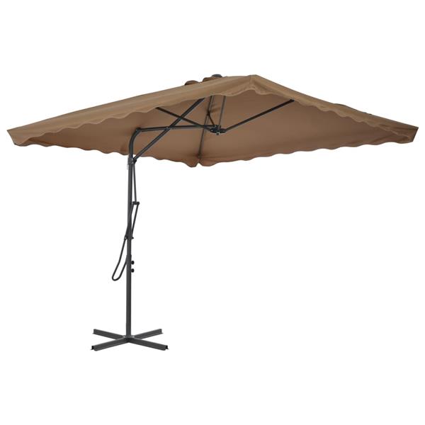 Grote foto vidaxl parasol met stalen paal 250x250 cm taupe tuin en terras overige tuin en terras