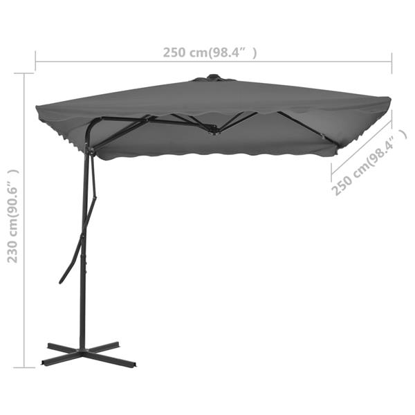 Grote foto vidaxl parasol met stalen paal 250x250 cm antraciet tuin en terras overige tuin en terras