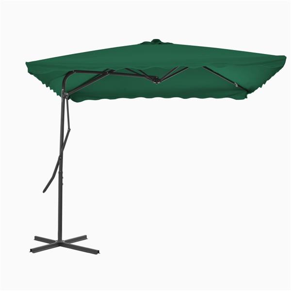 Grote foto vidaxl parasol met stalen paal 250x250 cm groen tuin en terras overige tuin en terras