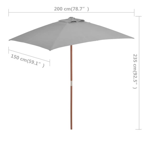 Grote foto vidaxl parasol met houten paal 150x200 cm antraciet tuin en terras overige tuin en terras