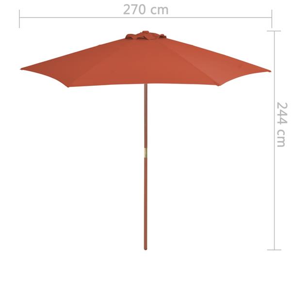 Grote foto vidaxl parasol met houten paal 270 cm terracotta tuin en terras overige tuin en terras