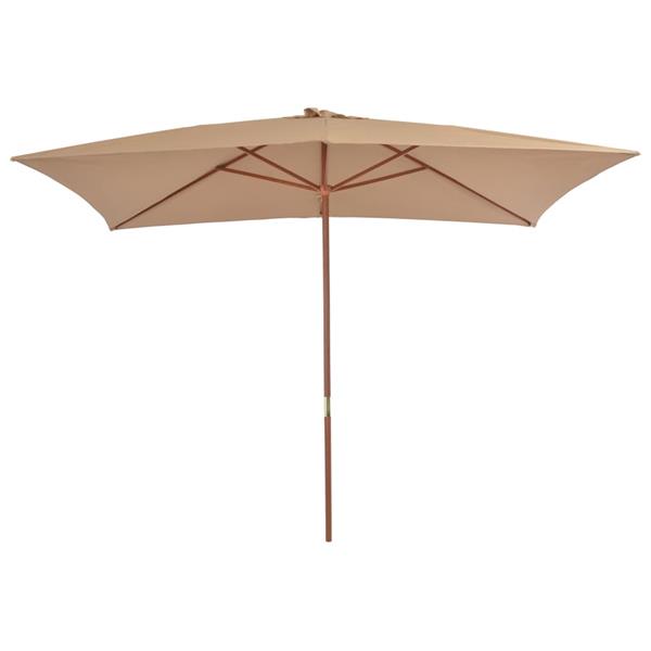 Grote foto vidaxl parasol met houten paal 200x300 cm taupe tuin en terras overige tuin en terras