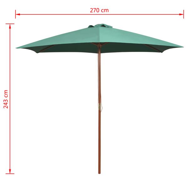 Grote foto vidaxl parasol 270x270 cm houten paal groen tuin en terras overige tuin en terras