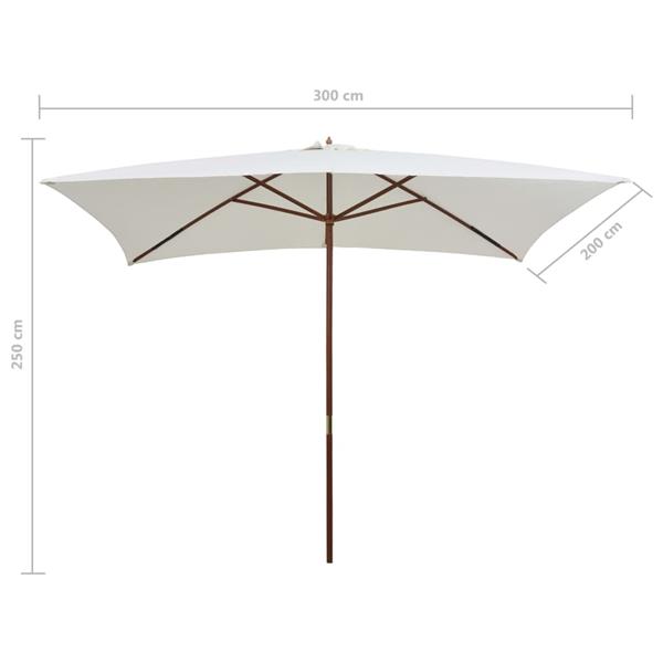 Grote foto vidaxl parasol met houten paal 200x300 cm cr mewit tuin en terras overige tuin en terras