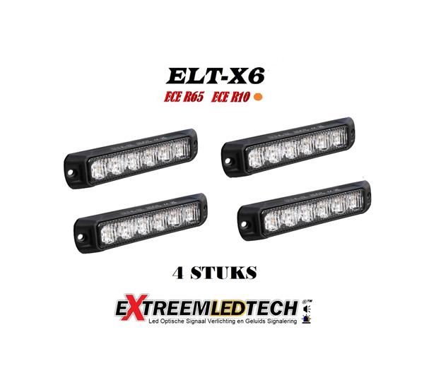 Grote foto elt x6 led flitser 6x3 watt ecer65 k2 ip67 12 24v set 4 stuks aanbieding auto onderdelen overige auto onderdelen