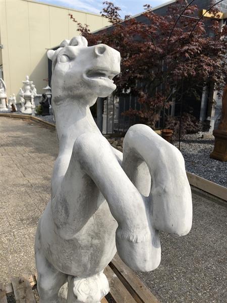 Grote foto steigerend paard groot massief gegoten steen prachtig tuin en terras tuindecoratie