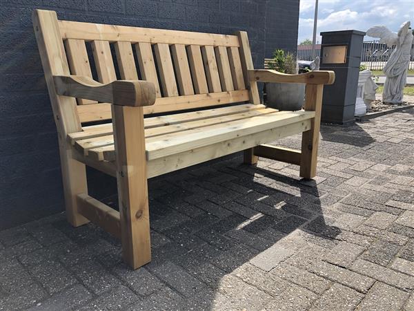 Grote foto houten parkbank ge mpregneerde bank 140 robuust tuin en terras tuinmeubelen