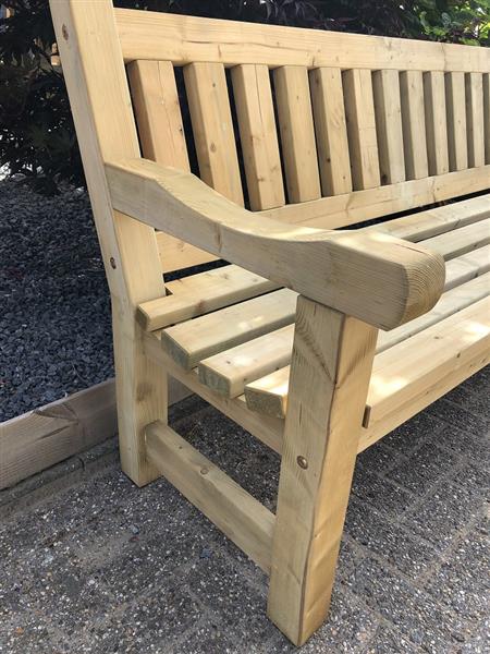 Grote foto houten parkbank ge mpregneerde bank 140 robuust tuin en terras tuinmeubelen