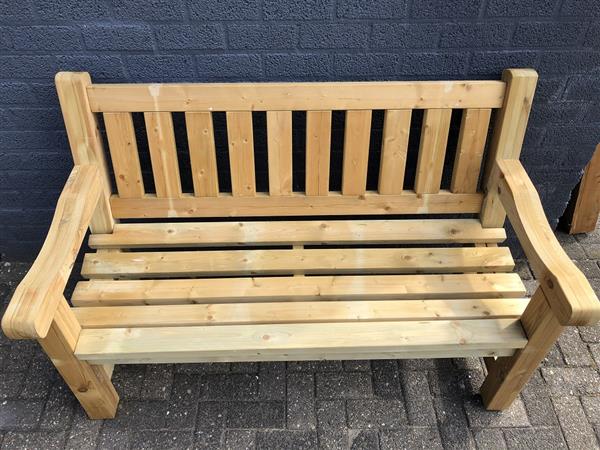 Grote foto houten parkbank ge mpregneerde bank 140 robuust tuin en terras tuinmeubelen