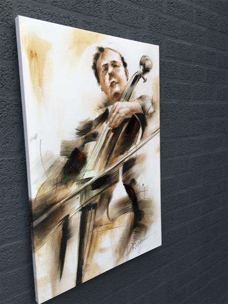 Grote foto fors en fraai olieverfdoek op canvas de cellist huis en inrichting woningdecoratie