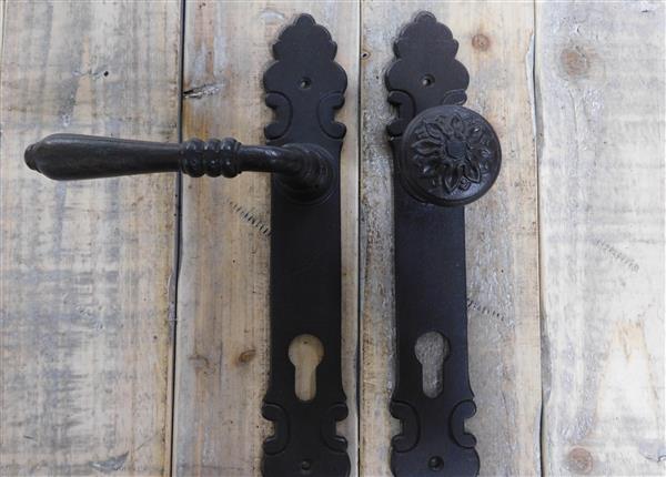 Grote foto deurslot set lange deurplaat deurknop klink antiek ijzer bruin slot pz92 doe het zelf en verbouw materialen en producten