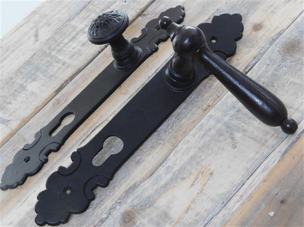 Grote foto deurslot set lange deurplaat deurknop klink antiek ijzer bruin slot pz92 doe het zelf en verbouw materialen en producten