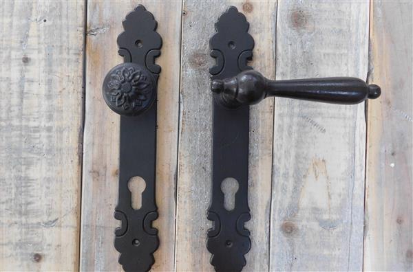 Grote foto deurslot set lange deurplaat deurknop klink antiek ijzer bruin slot pz92 doe het zelf en verbouw materialen en producten