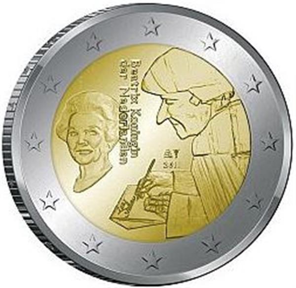 Grote foto nederland 2 euro 2011 erasmus 500 jaar lof der zotheid verzamelen munten overige
