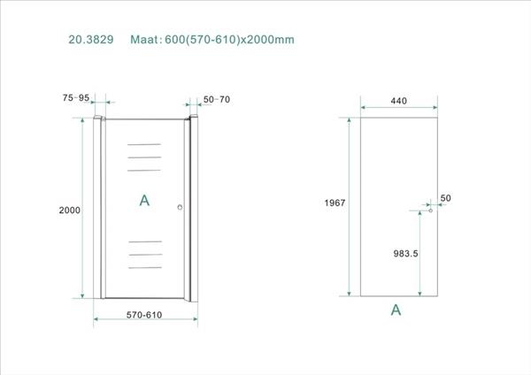 Grote foto nisdeur met profiel 600x2000 8mm nano glas doe het zelf en verbouw sanitair