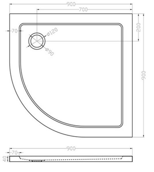 Grote foto luxe douchebak smc 1 4 rond 900 x 900 x 40 mm inbouw wit doe het zelf en verbouw sanitair