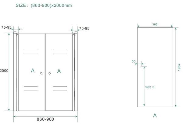 Grote foto dubbele pendeldeur in nis br 900 x 2000 mm br 6mm nano glas doe het zelf en verbouw sanitair