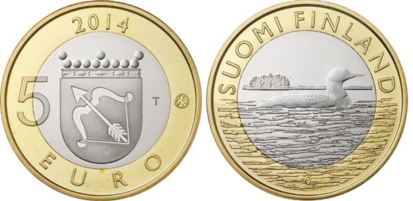 Grote foto finland 5 euro 2014 savonia parelduiker verzamelen munten overige