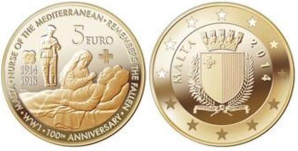Grote foto malta 5 euro 2014 eerste wereldoorlog verzamelen munten overige