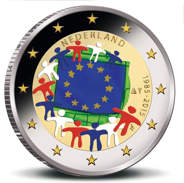 Grote foto luxemburg 2 euro 2015 125 jaar dynastie nassau weilburg gekleurd verzamelen munten overige