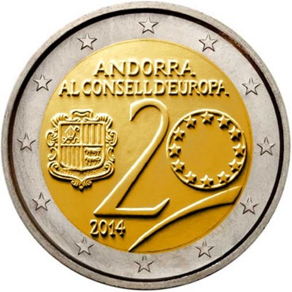 Grote foto andorra 2 euro 2014 20 jarig lidmaatschap raad van europa verzamelen munten overige