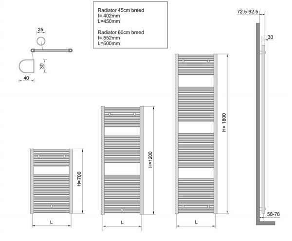 Grote foto elara sierradiator chroom 1817x600 midden onder aansluiting doe het zelf en verbouw sanitair