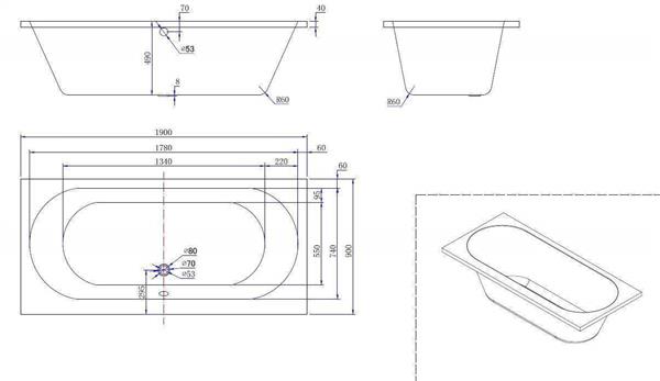 Grote foto portus rd inbouw ligbad 190 90 49 cm wit duo doe het zelf en verbouw sanitair