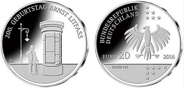 Grote foto duitsland 20 euro 2016 ernst litfass verzamelen munten overige
