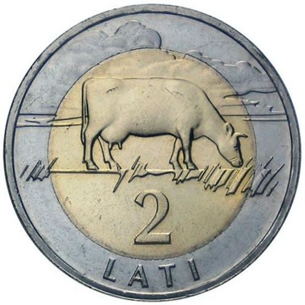 Grote foto letland 2 euro 2016 bruine koe verzamelen munten overige
