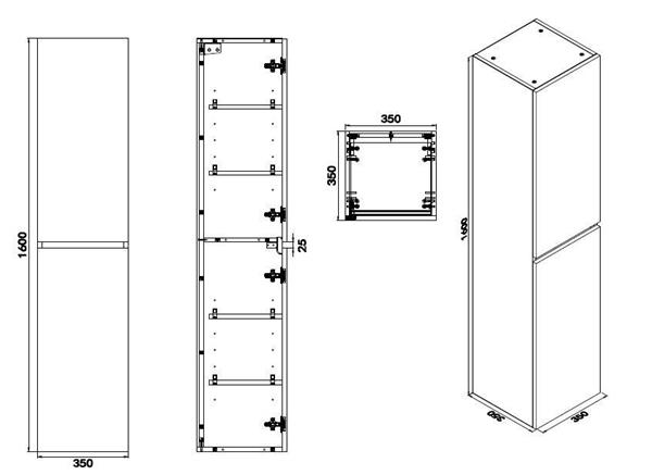 Grote foto vision kolomkast 2 deuren 160x35x35 hoogglans grijs huis en inrichting complete badkamers