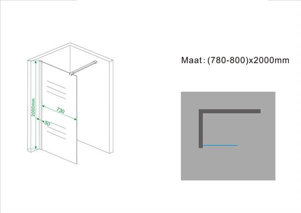 Grote foto inloopdouche 800x2000 10mm nano rookglas doe het zelf en verbouw sanitair