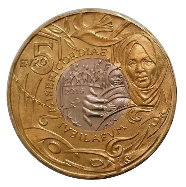 Grote foto san marino 5 euro 2016 jaar van de barmhartigheid verzamelen munten overige