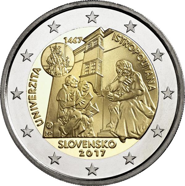Grote foto slowakije 2 euro 2017 universiteit istropolitana verzamelen munten overige