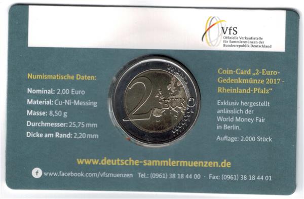Grote foto duitsland 2 euro 2017 coincard rheinland pfalz berlijn a verzamelen munten overige