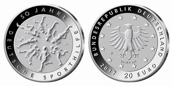 Grote foto duitsland 20 euro 2017 50 jaar duitse sporthulp verzamelen munten overige