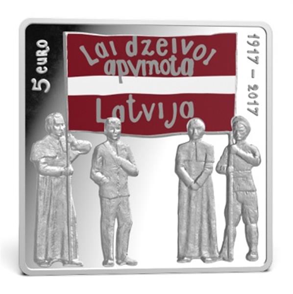 Grote foto letland 5 euro 2017 kongres van letgallen verzamelen munten overige