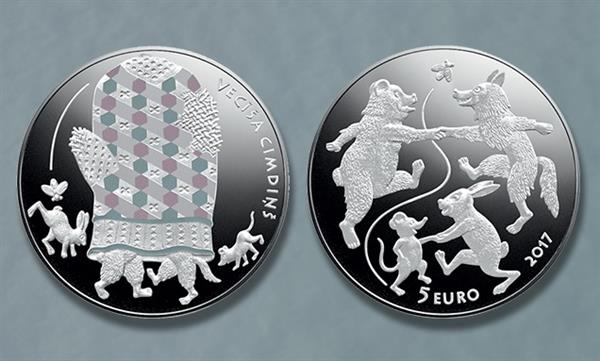 Grote foto letland 5 euro 2017 de want van de oude man verzamelen munten overige