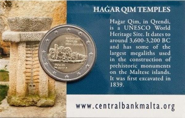 Grote foto malta 2 euro 2017 hagar qim coincard met muntteken verzamelen munten overige