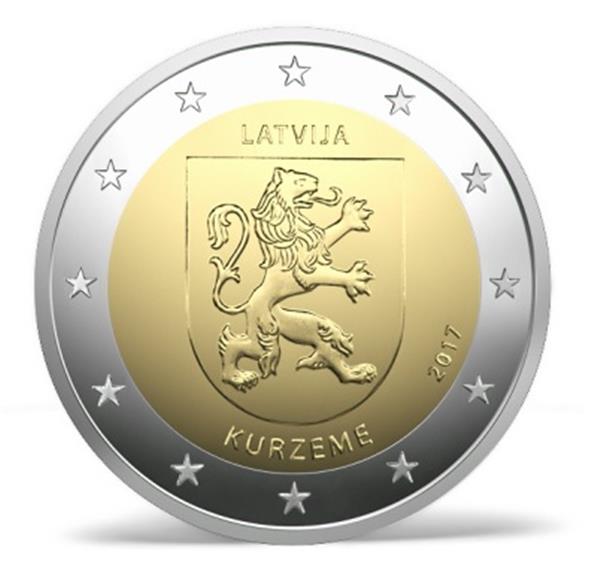 Grote foto letland 2 euro 2017 kurzeme coincard verzamelen munten overige