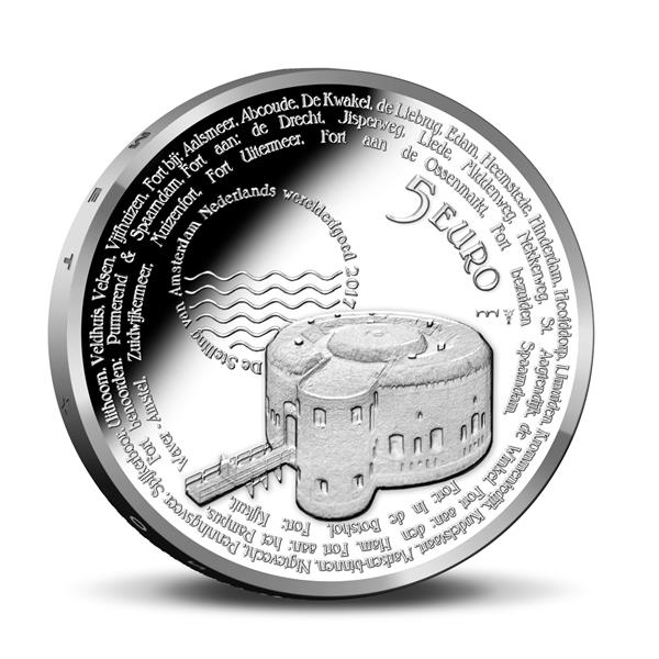 Grote foto nederland 5 euro 2017 stelling van amsterdam zilver proof verzamelen munten overige