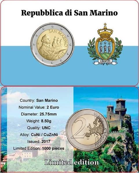 Grote foto san marino 2 euro 2017 coincard verzamelen munten overige