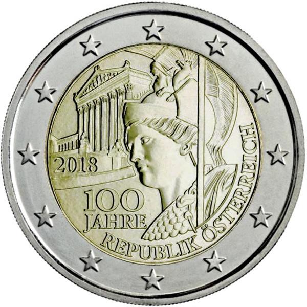 Grote foto oostenrijk 2 euro 2018 100 jaar oostenrijk verzamelen munten overige