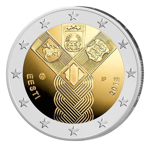 Grote foto estland letland litouwen 2 euro 2018 baltische onafhankelijkheid verzamelen munten overige